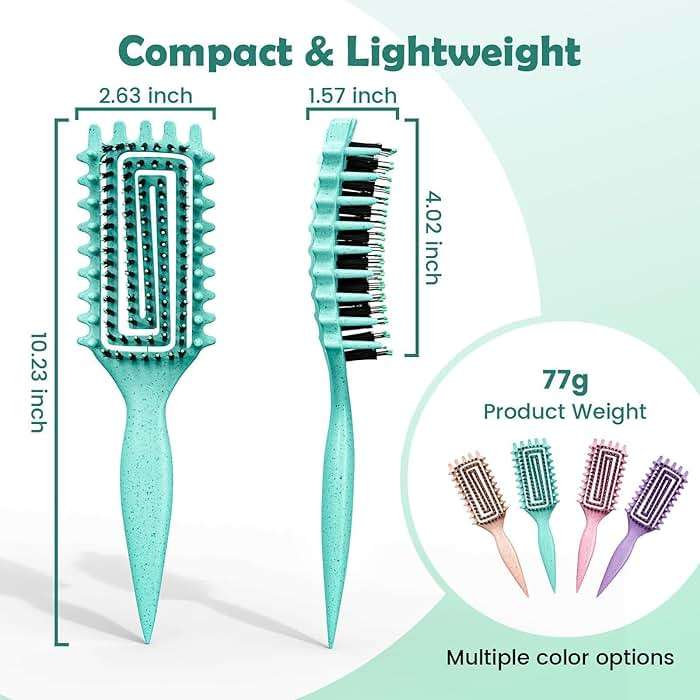 ABOYOY Curl Defining Brush with Side Gear for Curly Hair, Detangling & Styling Brush for Women Men, Lightweight Ergonomic Candy Brush Works on Wet or Dry Hair(green) - Image 7