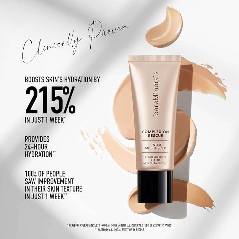 bareMinerals Complexion Rescue Tinted Moisturizer with SPF 30, Hydrating Tinted Mineral Sunscreen with Hyaluronic Acid, Sheer-to-Light Coverage, Multi-tasking, Skincare Infused Makeup - Image 4