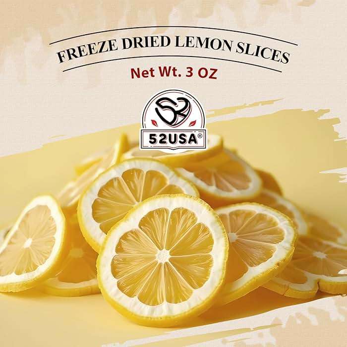 52USA Freeze Dried Lemon Slices, 3oz (85g), Dehydrated Lemon Slices for Teas, Infused Water, All Natural, No Additives, No Sugar Added, Dried Fruit for Cocktails, Baking & Garnishing - Image 3