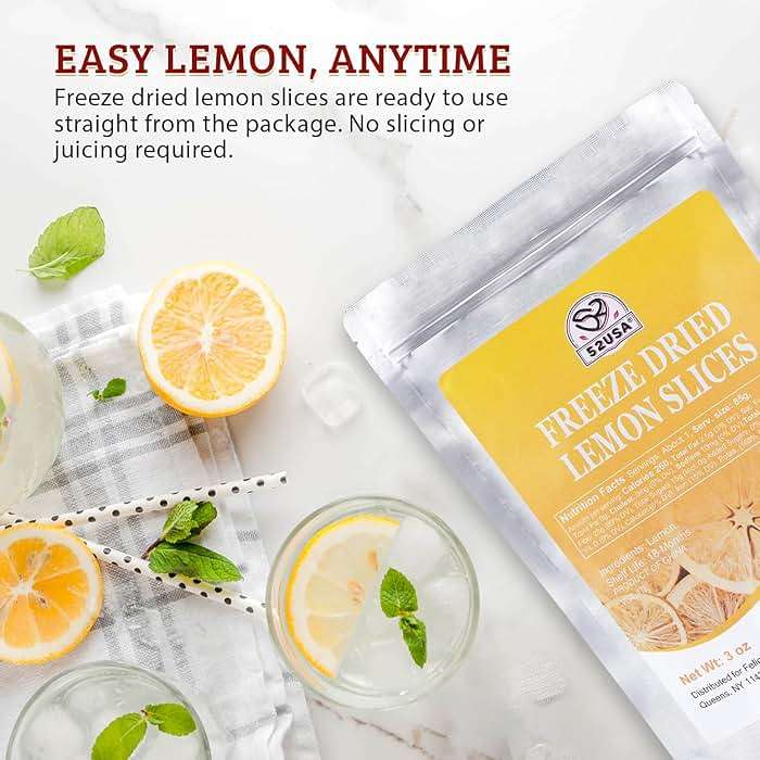 52USA Freeze Dried Lemon Slices, 3oz (85g), Dehydrated Lemon Slices for Teas, Infused Water, All Natural, No Additives, No Sugar Added, Dried Fruit for Cocktails, Baking & Garnishing - Image 6