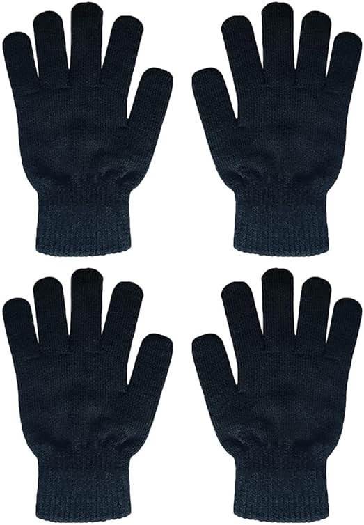 COCELERYRE Winter Warm Knit Gloves for Women Teens Stretchy Full Finger Gloves for Running Driving Hiking 2 Pairs - Product Image
