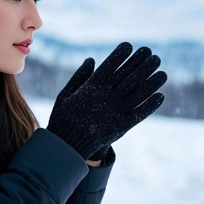 COCELERYRE Winter Warm Knit Gloves for Women Teens Stretchy Full Finger Gloves for Running Driving Hiking 2 Pairs - Image 4