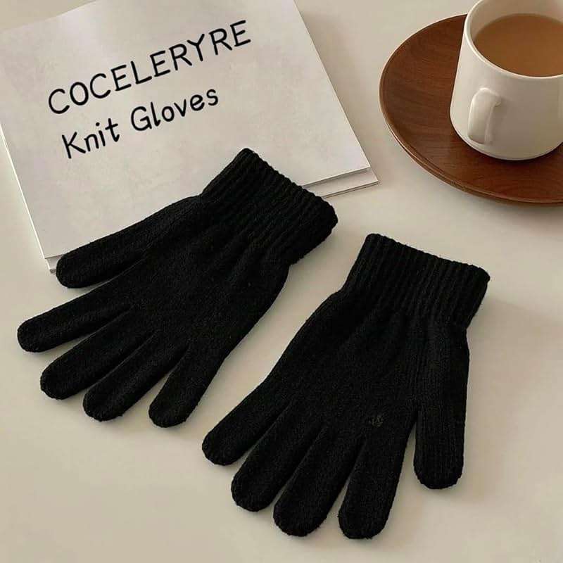 COCELERYRE Winter Warm Knit Gloves for Women Teens Stretchy Full Finger Gloves for Running Driving Hiking 2 Pairs - Image 6
