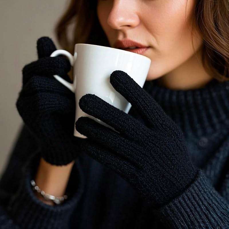 COCELERYRE Winter Warm Knit Gloves for Women Teens Stretchy Full Finger Gloves for Running Driving Hiking 2 Pairs - Image 7
