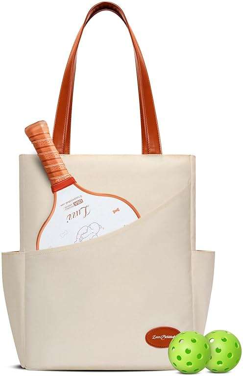 LUZZ Pickleball Tote Bag for Women with Pickleball Handbag 2 Paddle Compartment Front and behind Pockets Fashion Sport Tote - Image 1