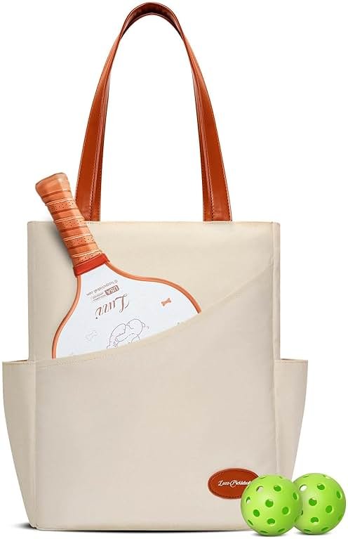 LUZZ Pickleball Tote Bag for Women with Pickleball Handbag 2 Paddle Compartment Front and behind Pockets Fashion Sport Tote - Product Image