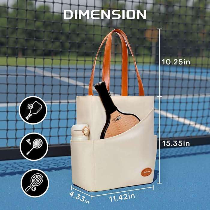 LUZZ Pickleball Tote Bag for Women with Pickleball Handbag 2 Paddle Compartment Front and behind Pockets Fashion Sport Tote - Image 6