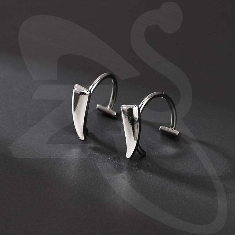 ZS Stainless Steel Fake Lip Ring Vampire Teeth Ring, Adjustable Fake Lip Piercing Non-Piercing Lip Cuff Ear Cuff Earrings Fake Septum Nose Piercing Jewelry For Women Men - Image 4