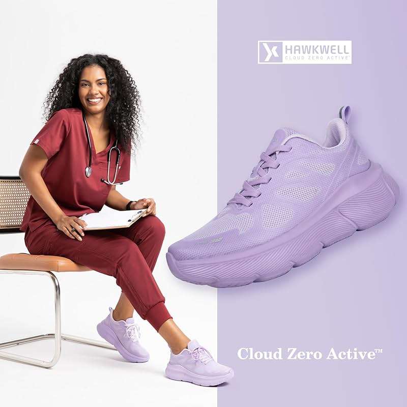 Hawkwell Women's Cloud Zero Active Nursing Shoes Breathable Cushion Walking Tennis Running Workout Shoes Non Slip Medical Work Sneakers - Image 2