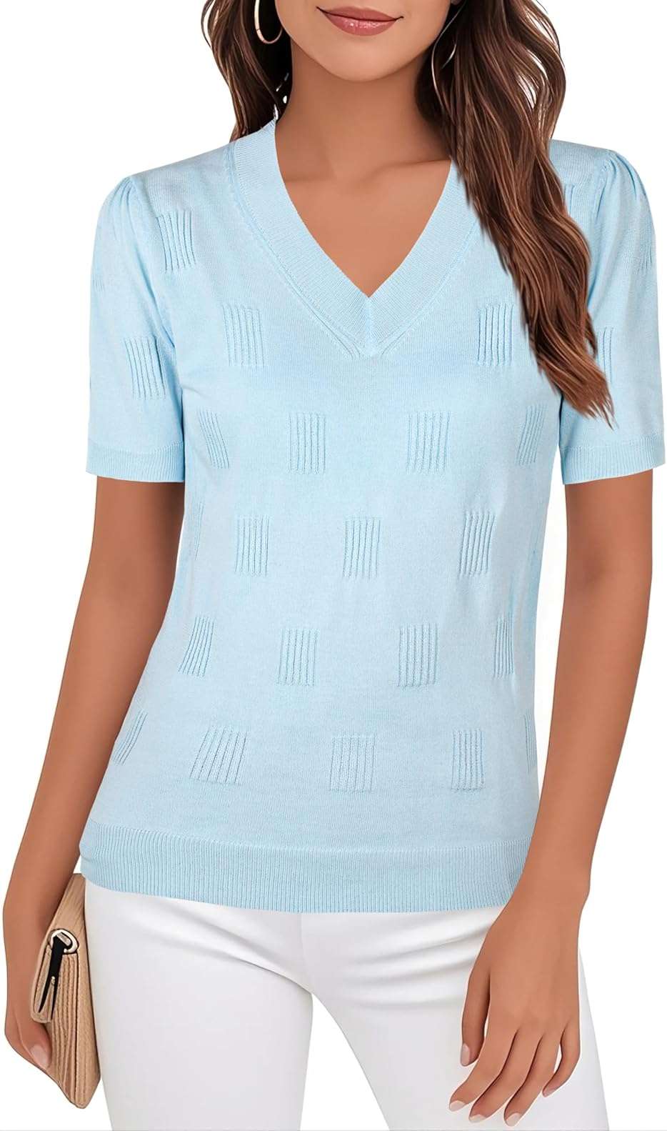 Ninedaily Women's Tops Short Sleeve Sweater Knit T-Shirts Dressy Casual Blouses - Image 4