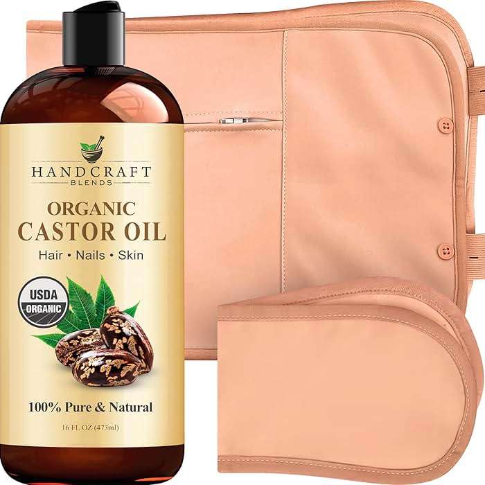 Handcraft Blends Castor Oil Pack Wrap | Organic Castor Oil 16 oz | Reusable Wraps | Durable Comfortable Pack Wraps | Adjustable Elastic Straps | Neck and Stomach - Image 1
