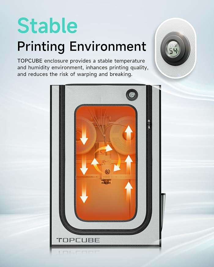TOPCUBE 3D Printer Enclosure for Bambu Lab A1 Combo, Stainless Steel Frame Enclosure with LED Light for AMS Lite Top Mounting, Fireproof Dustproof Noise Reduction Constant Temperature 3D Printer Cover - Image 2
