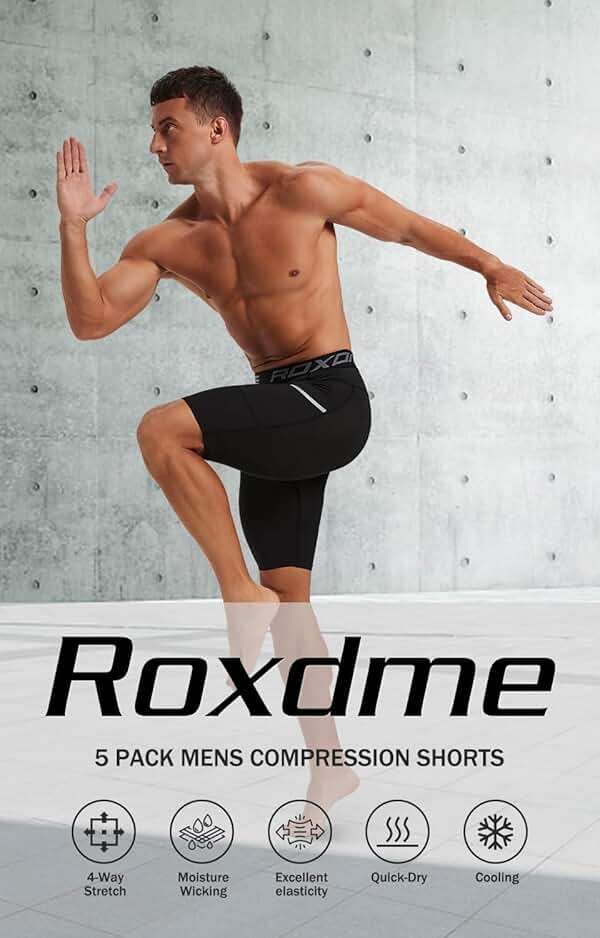 Roxdme 5 or 1 Pack Compression Shorts Men Spandex Sport Shorts Athletic Workout Running Tights Performance Underwear - Image 4