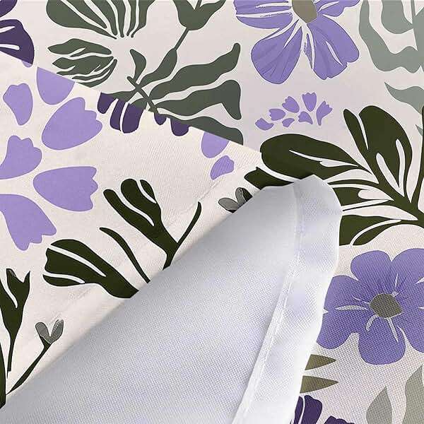 Boho Floral Botanical Shower Curtain, Cute Purple Abstract Mid Century Morden Flowers Leaves Plant Bathroom Curtain, Spring Summer Retro Funky Aesthetic Bathroom Decor Shower Cutain Sets, 70X70IN - Image 6