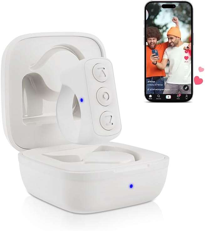 GUVOHUT TikTok Remote Control for TikTok, TikTok Scrolling Ring, Bluetooth Page Turner for iPad/Kindle App/iPhone/Android (White) - Image 1