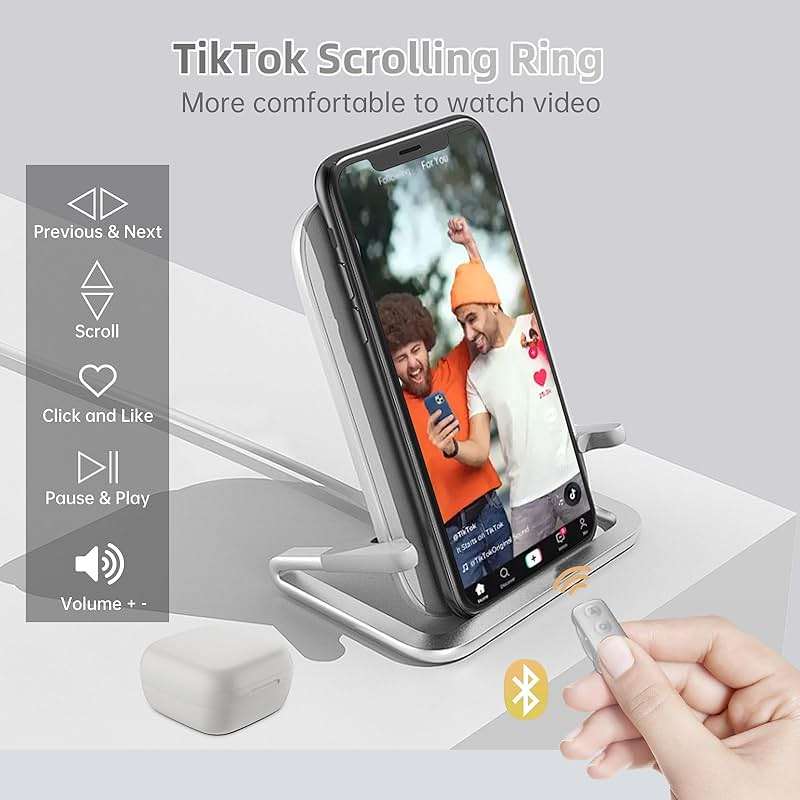 GUVOHUT TikTok Remote Control for TikTok, TikTok Scrolling Ring, Bluetooth Page Turner for iPad/Kindle App/iPhone/Android (White) - Image 3