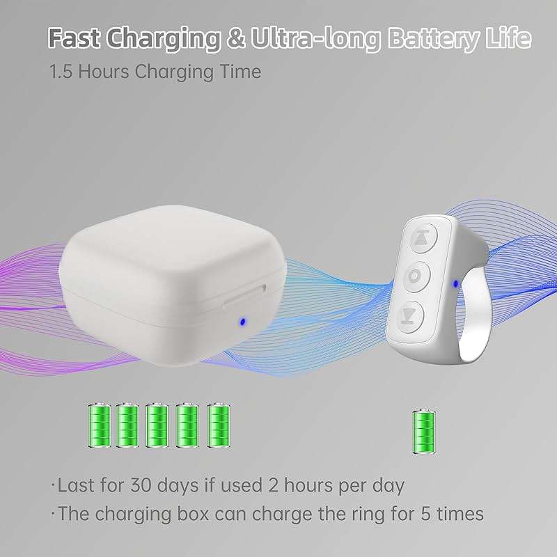 GUVOHUT TikTok Remote Control for TikTok, TikTok Scrolling Ring, Bluetooth Page Turner for iPad/Kindle App/iPhone/Android (White) - Image 7