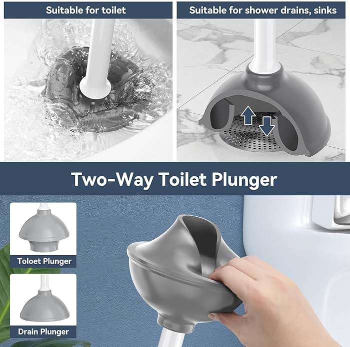 TRENTI Toilet Plunger with Holder, Plunger with Holder for 5.3-inch Toilet Drain, Plungers for Bathroom with Holder, Toilet Plunger Heavy Duty (1, White) - Image 3