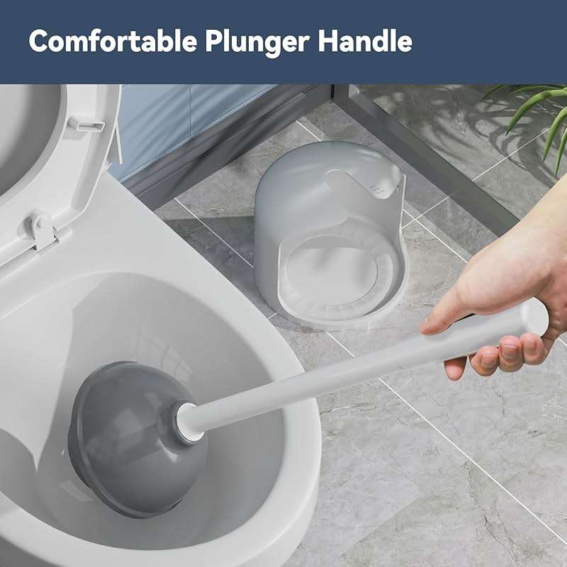 TRENTI Toilet Plunger with Holder, Plunger with Holder for 5.3-inch Toilet Drain, Plungers for Bathroom with Holder, Toilet Plunger Heavy Duty (1, White) - Image 5