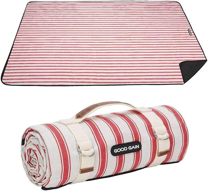 G GOOD GAIN Picnic Blankets Waterproof - Extra Large Outdoor Blanket Sand Free Foldable with Carry Strap for Beach, Camping, Park Grass, Hiking, Travel, Concerts, Indoor(Apple) - Image 1