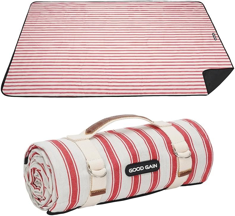G GOOD GAIN Picnic Blankets Waterproof - Extra Large Outdoor Blanket Sand Free Foldable with Carry Strap for Beach, Camping, Park Grass, Hiking, Travel, Concerts, Indoor(Apple) - Product Image