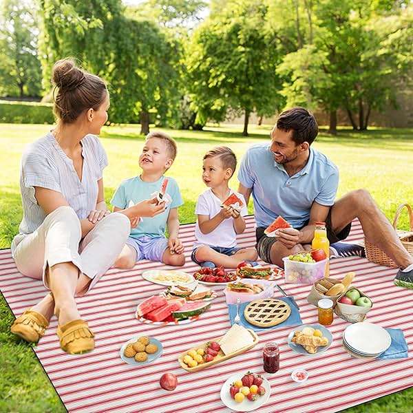 G GOOD GAIN Picnic Blankets Waterproof - Extra Large Outdoor Blanket Sand Free Foldable with Carry Strap for Beach, Camping, Park Grass, Hiking, Travel, Concerts, Indoor(Apple) - Image 8