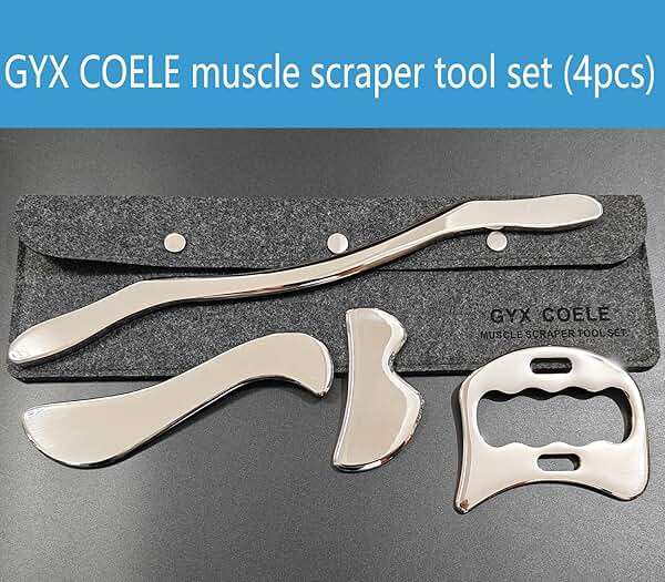 GYX COELE 4 in 1 Stainless Steel Gua Sha Muscle Scraper Tool, Professional IASTM Physical Therapy Tool Set for Massage and Scraping (4pcs Carry Bag) - Image 7