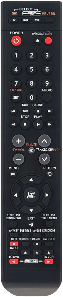 AK59-00084A 00084A Replace Remote fit for Samsung DVD VCR Combo DVD-VR375 DVDVR375 DVD-VR375A DVDVR375A - Image 1