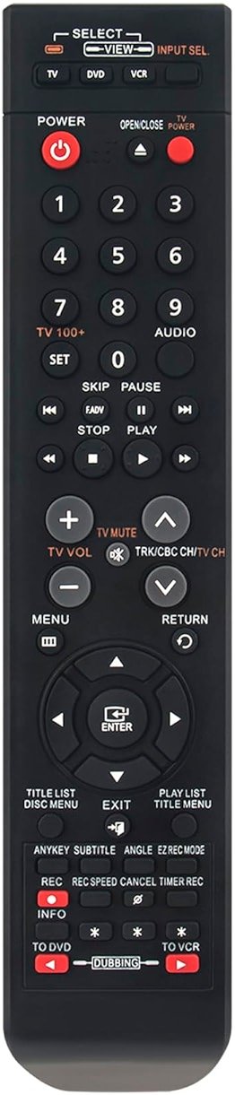 AK59-00084A 00084A Replace Remote fit for Samsung DVD VCR Combo DVD-VR375 DVDVR375 DVD-VR375A DVDVR375A - Product Image