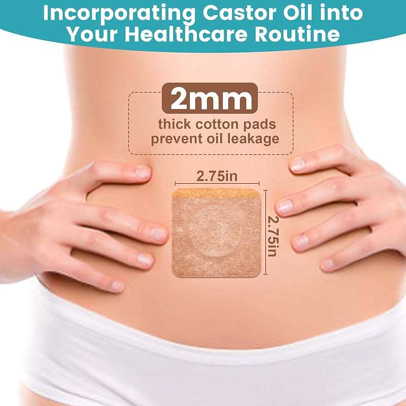 36Pcs Castor Oil Pack Wrap, Organic Cotton Castor Oil Patches for Belly Button, Disposable Self-Adhesive Pads, Portable Anti Leakage No Wash Kit - Image 5