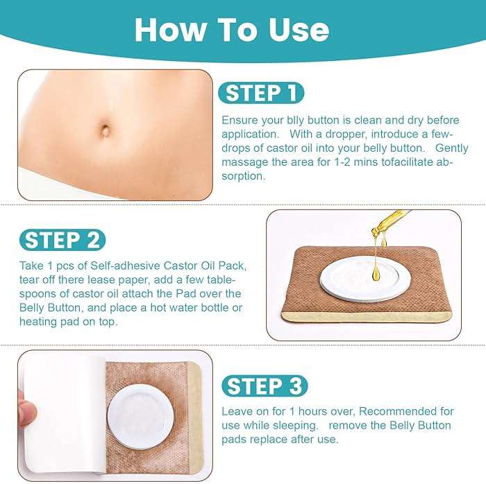 36Pcs Castor Oil Pack Wrap, Organic Cotton Castor Oil Patches for Belly Button, Disposable Self-Adhesive Pads, Portable Anti Leakage No Wash Kit - Image 6