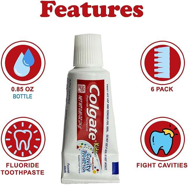Colgate Kids Cavity Protection Fluoride Toothpaste, 6 Pack, Bubble Fruit Flavor, Children's Toothpaste, for Ages 2+, Sugar Free, No Artificial Preservatives, Travel Size 0.85 oz Each - Image 3