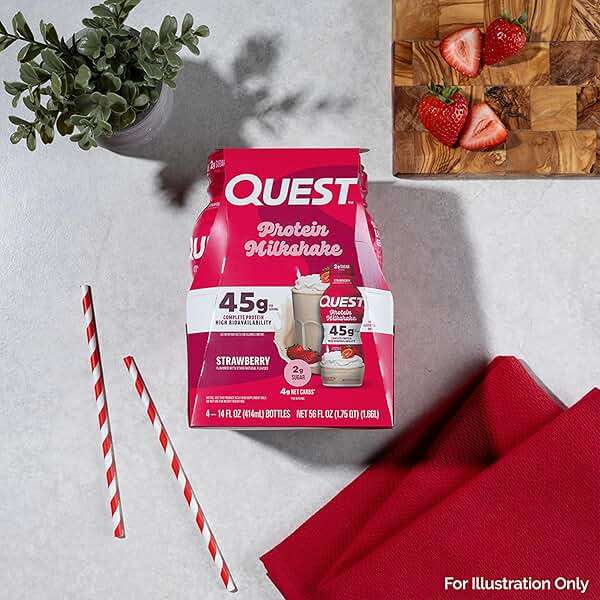 Quest Nutrition Strawberry Protein Shake, 45g Protein, 2g Sugar, 4g Net Carbs, Ready to Drink, Gluten Free, 12 Count - Image 6