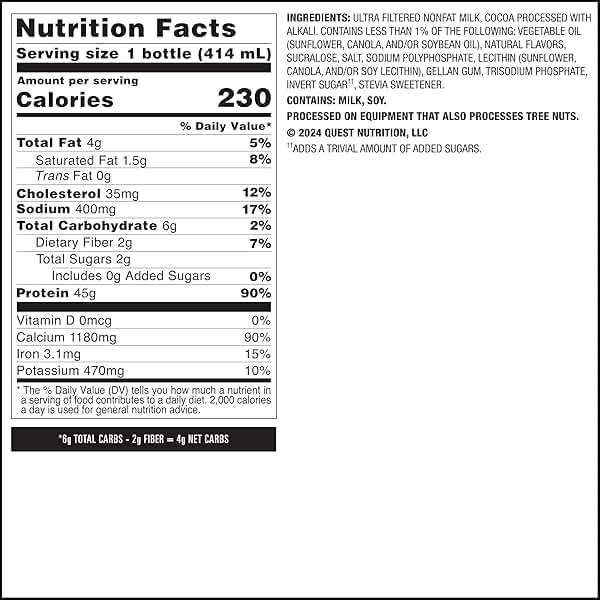 Quest Nutrition Chocolate Protein Shake, 45g Protein, 2g Sugar, 4g Net Carbs, Ready to Drink, Gluten Free, 12 Count - Image 8