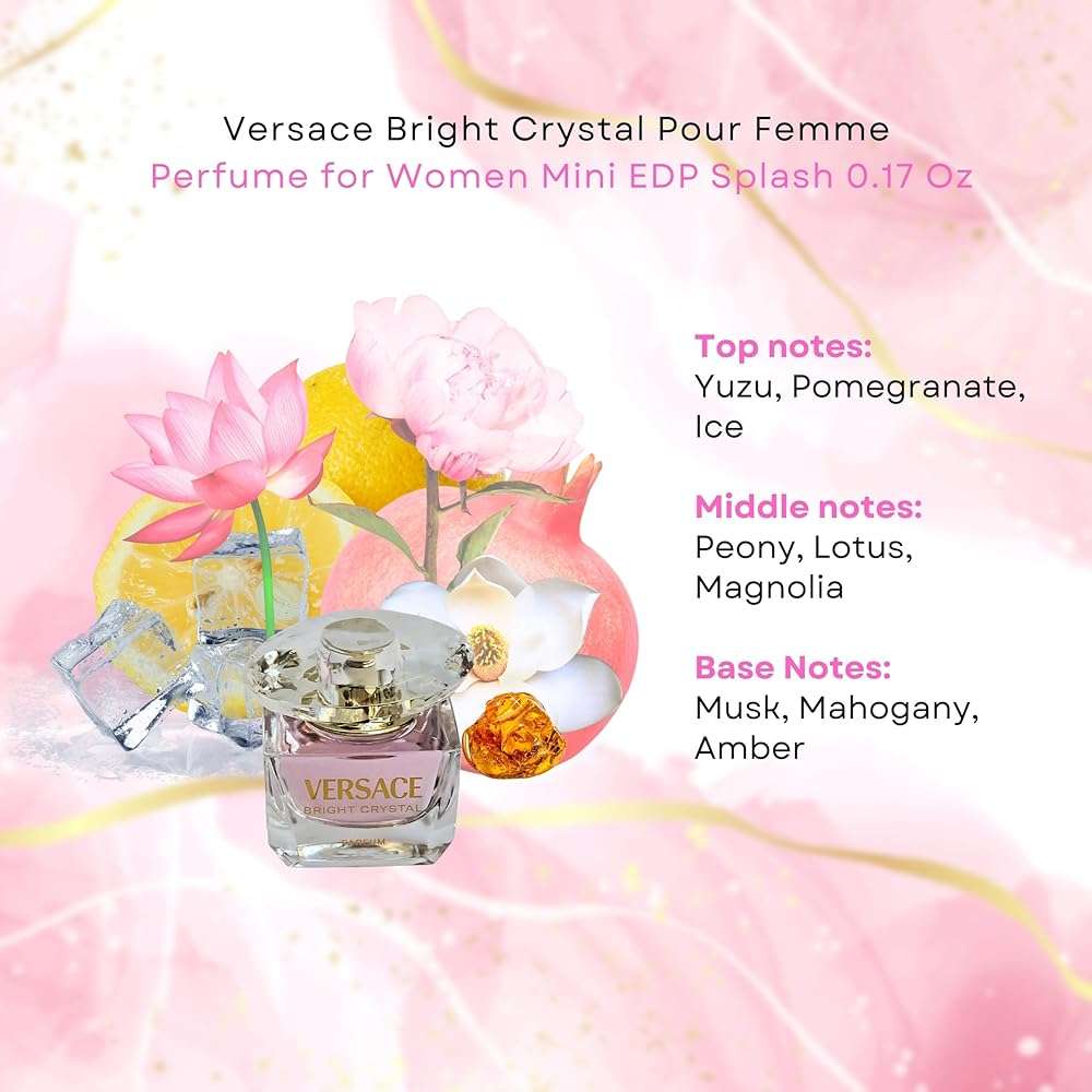 Versace Bright Crystal Pour Femme Perfume for Women Mini EDP Splash 0.17 Ounce - Image 2
