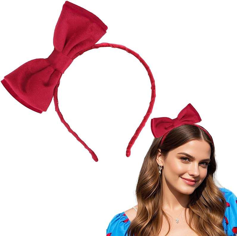 Jaciya Burgundy Velvet Bow Headband for Women Girls Hair Bow Headbands Cute Bowknot Hairband Cosplay Headpiece - Image 1