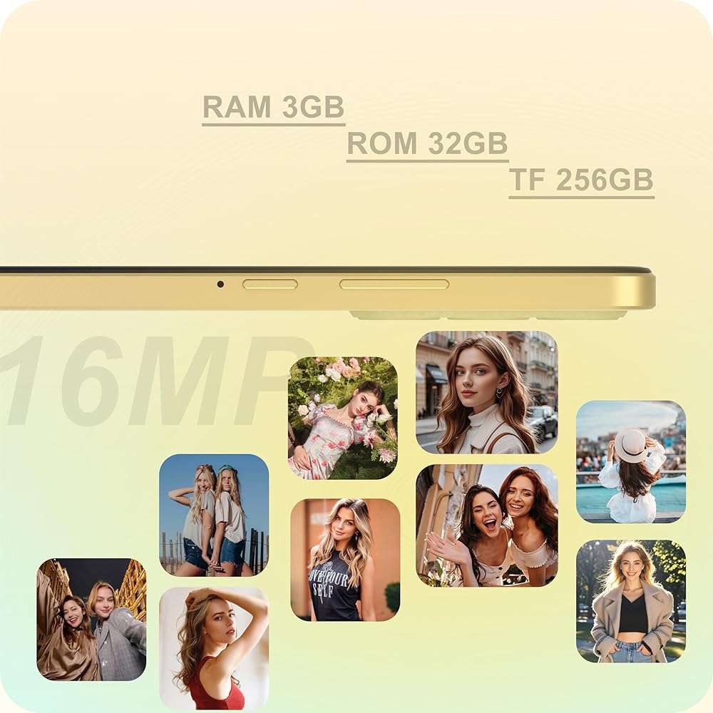 Zolykool A1, 4G Android Phone, 6.6 Inch Screen, Face Unlocked Phones, Unlocked for T-Mobile, 32GB Android 14 Smartphones, 3GB RAM Cell Phone, Octa-Core Dual SIM, 2025, Gold - Image 3