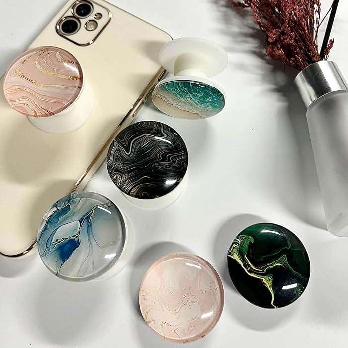 WUYULB Clear Crystal Glitter Collapsible Expanding Moblile Cell Phone Grip Stand Holder for Smartphones and Tablets Phone Accessory (Blue Ocean Beach) - Image 6