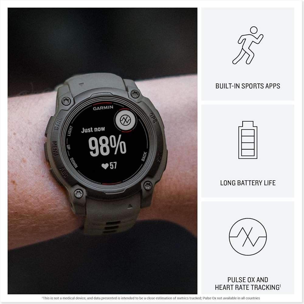 Garmin Instinct® E 45mm, Rugged Outdoor GPS Smartwatch, 24/7 Health Monitoring, Wrist-Based Heart Rate, Up to 16 Days of Battery Life, Charcoal - Image 3