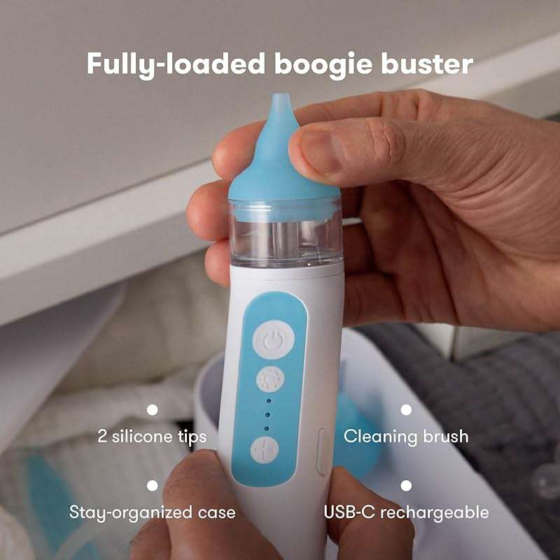 Frida Baby Electric NoseFrida Nasal Aspirator for Baby, Nose Sucker for Baby & Toddler, Upgraded Nasal Aspirator for Congestion + Allergy Relief with 3 Suction Levels, 2 Silicone Tips, USB - Image 6