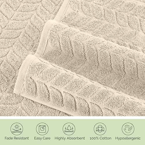 Elegant Comfort Luxury 6-Piece 100% Turkish Cotton Jacquard Braided Textured Premium Hotel Quality Towel Set– Soft and Absorbent, Includes 2 Bath Towels, 2 Hand Towels and 2 Washcloths, Ivory - Image 8