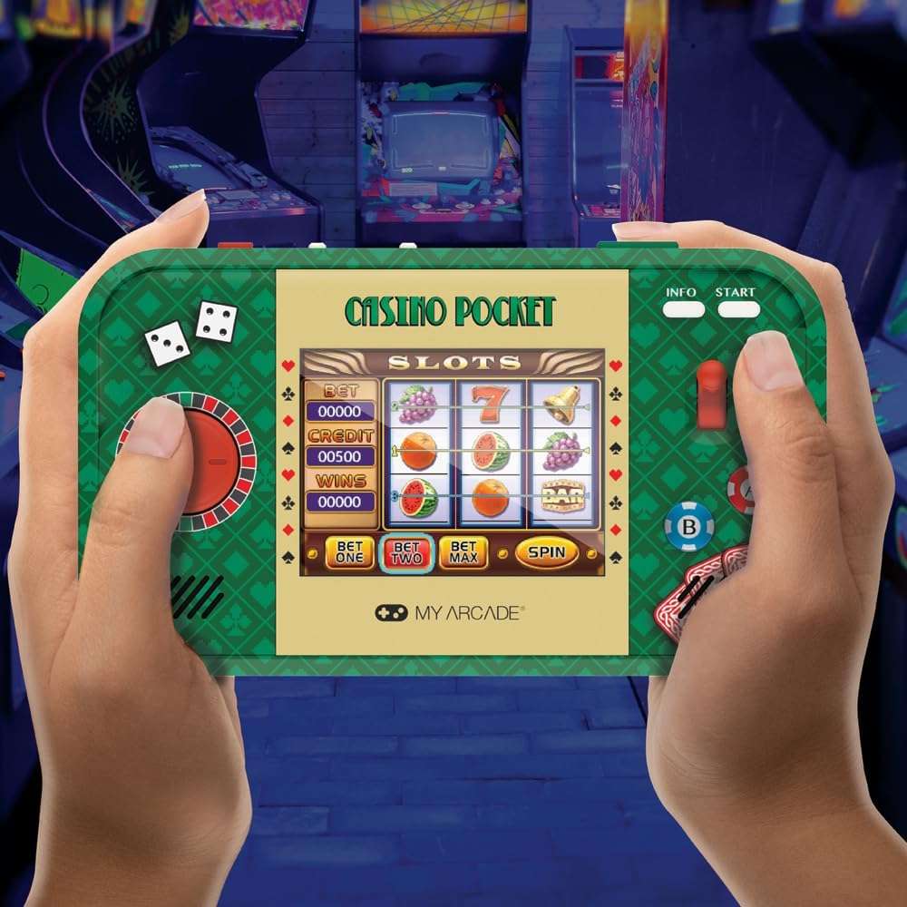 My Arcade Casino Pocket: Retro Casino Arcade, 30 Preloaded Games, Rechargeable Battery, Includes Travel Case - Image 3