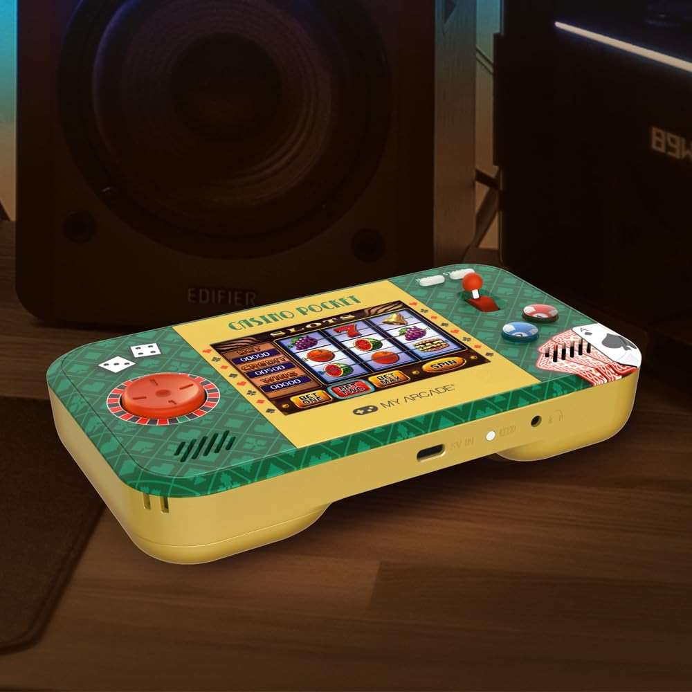 My Arcade Casino Pocket: Retro Casino Arcade, 30 Preloaded Games, Rechargeable Battery, Includes Travel Case - Image 4