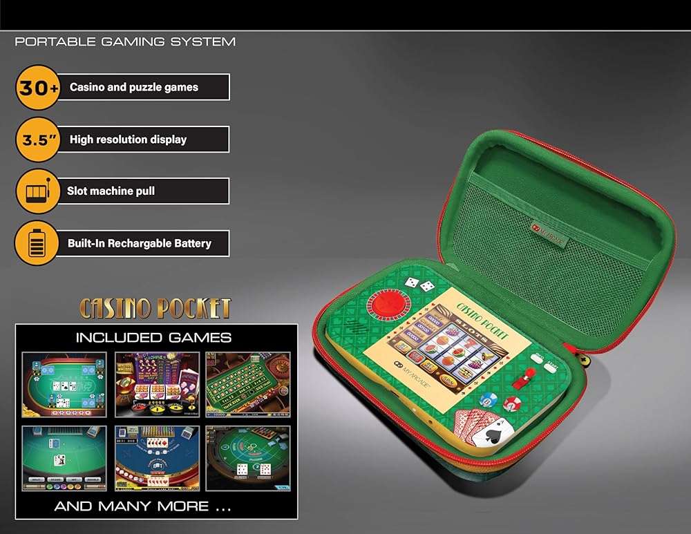 My Arcade Casino Pocket: Retro Casino Arcade, 30 Preloaded Games, Rechargeable Battery, Includes Travel Case - Image 6