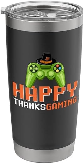 Happy Thanks Gaming Gamer Men Boys Kids Stainless Steel Insulated Tumbler - Product Image