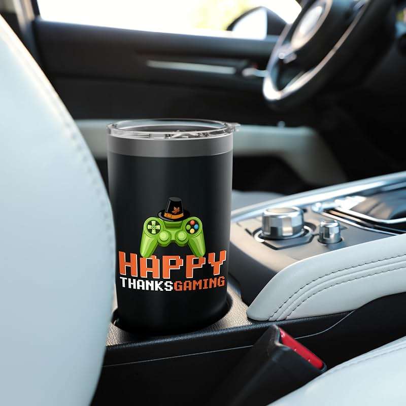 Happy Thanks Gaming Gamer Men Boys Kids Stainless Steel Insulated Tumbler - Image 2