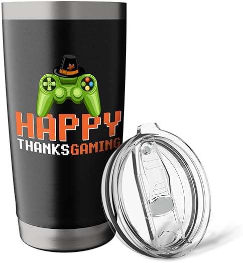 Happy Thanks Gaming Gamer Men Boys Kids Stainless Steel Insulated Tumbler - Image 6