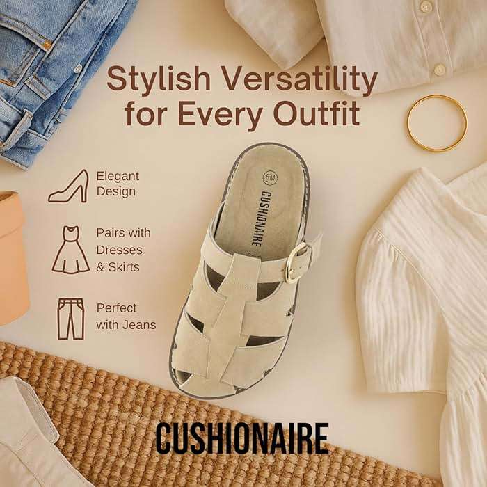 CUSHIONAIRE Benson Fisherman Sandals for Women – Suede Slip On Closed Toe Womens Clogs with Memory Foam Cork Footbed and Arch Support - Image 7