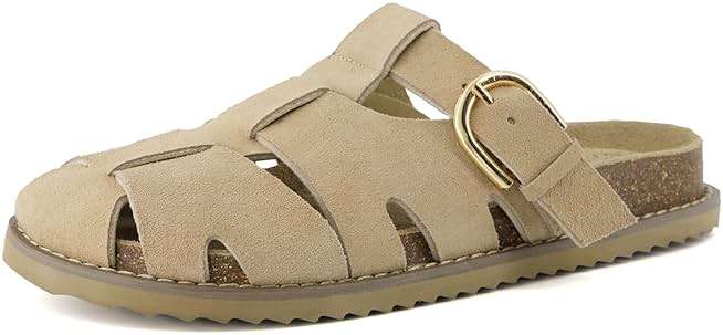 CUSHIONAIRE Benson Fisherman Sandals for Women – Suede Slip On Closed Toe Womens Clogs with Memory Foam Cork Footbed and Arch Support - Image 9