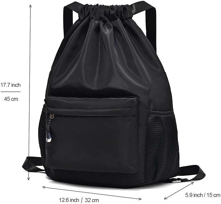 LOKAPEGY Green Drawstring Backpack for Women, Waterproof Drawstring Gym Bag for Men, Cinch Sack for Basketball, Pull String Sport Bag for Soccer. - Image 2